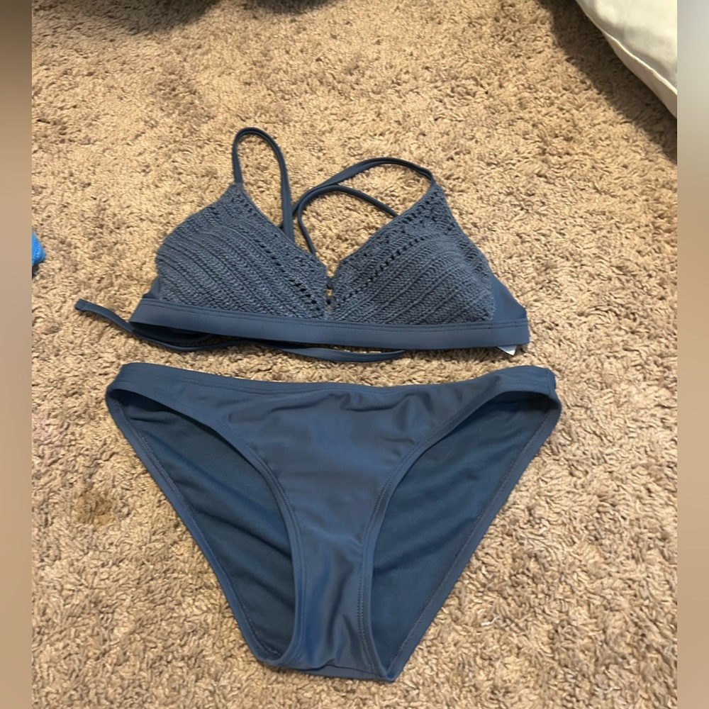 Navy blue knitted bikini